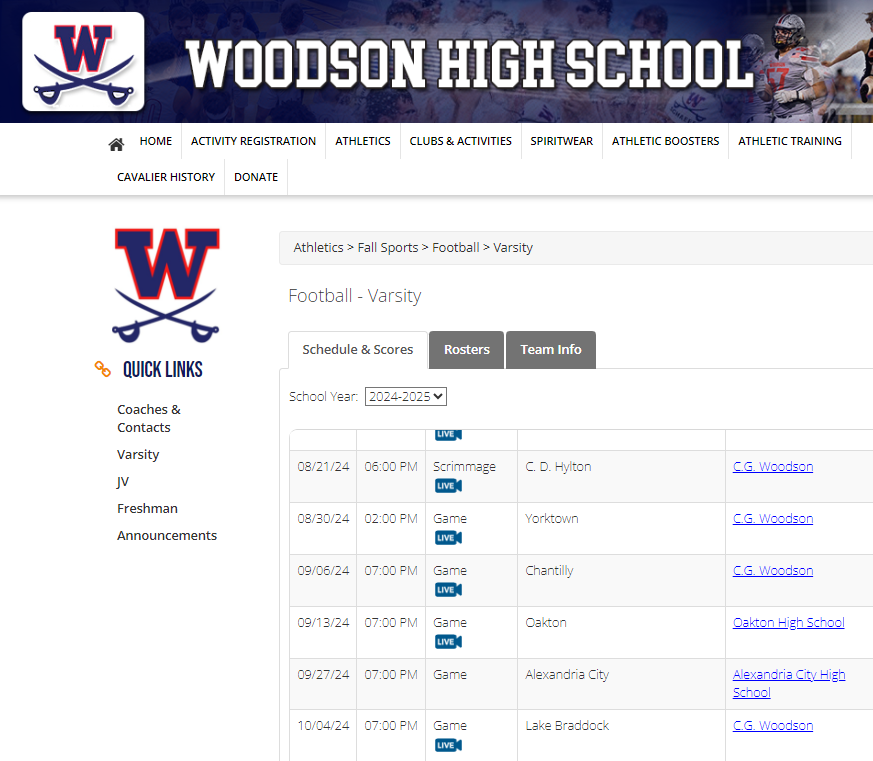 Woodson Welcomes BRYC Football 10/04 vs Lake Braddock